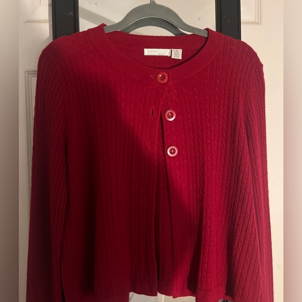 red vintage cardigan